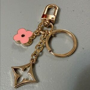 LV Gold and Pink Flower Keychain or Bag Charm